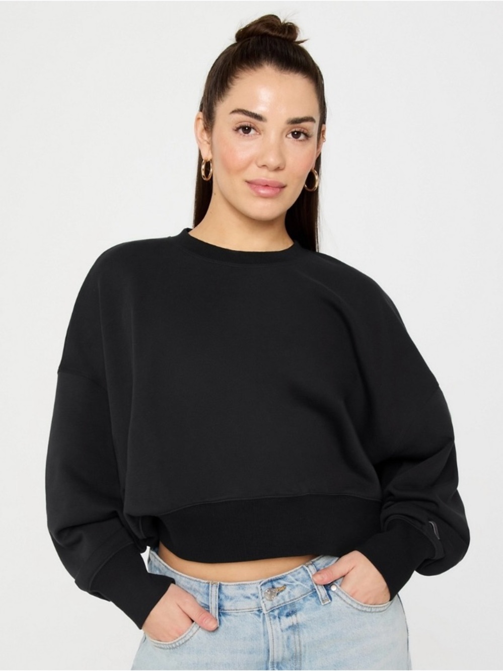 Black Terry Crewneck Sweater - Women